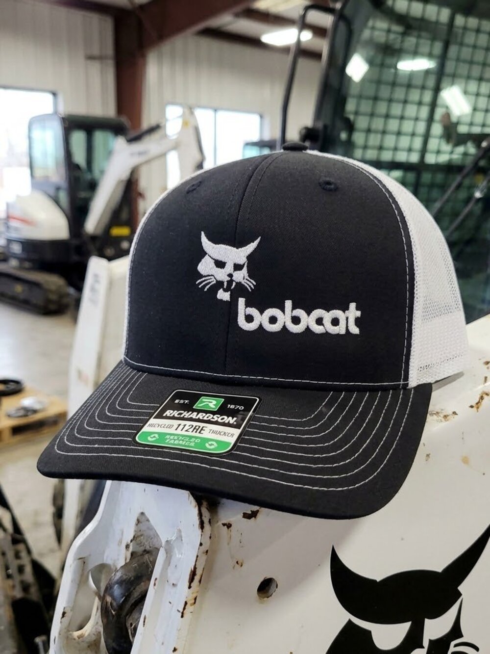 Retro Bobcat Hat Heavy Equipment Embroidered Richardson 112 Black White Cap New